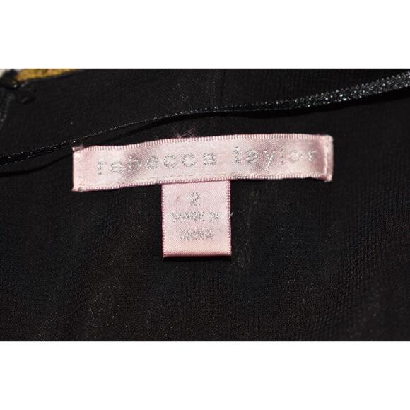 REBECCA TAYLOR $395 Pleated Neck Puff Sleeve Printed Silk Dress Gray Size 2 - Picture 4 of 4